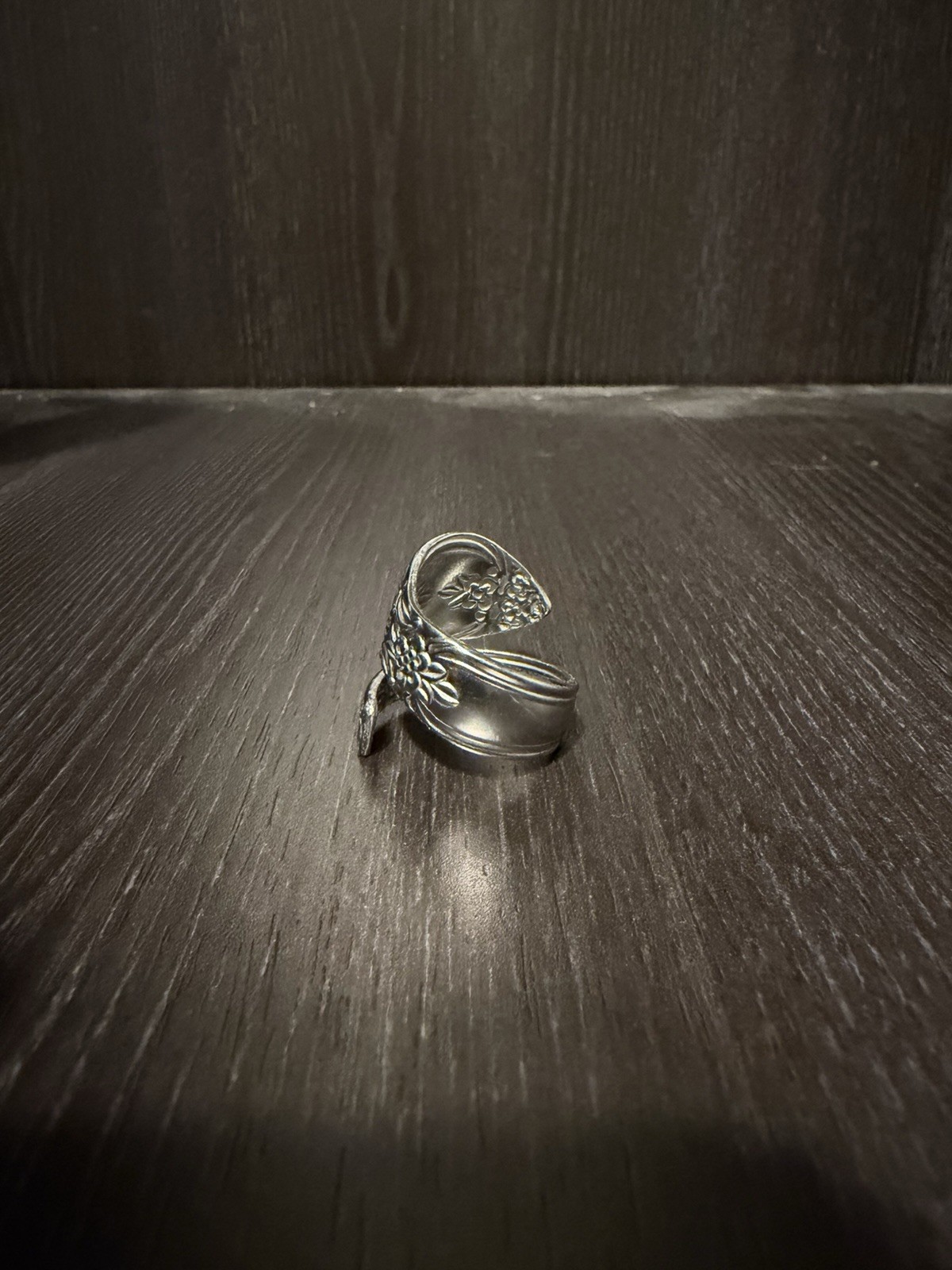 Handmade Floral Spoon Ring Size 9-9.5