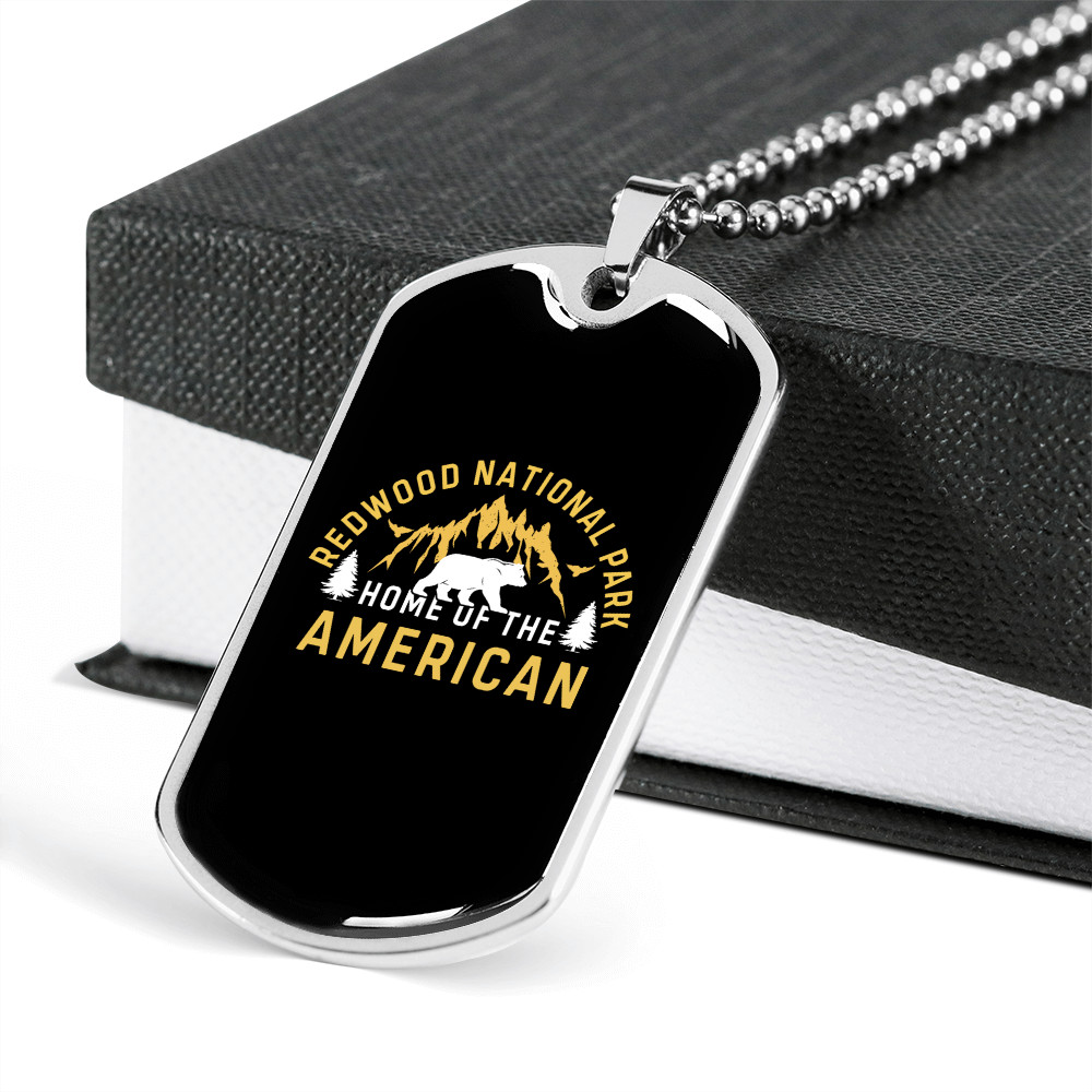 Camper Necklace Home of The American Necklace Stainless Steel or 18k Gold Dog T