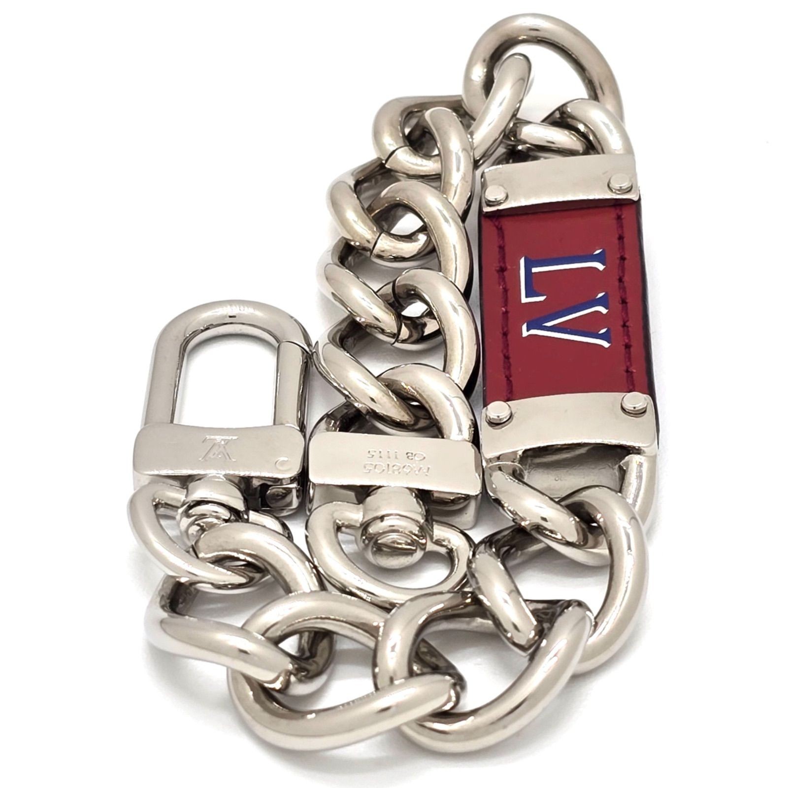 Louis Vuitton My LV Chain Bracelet Leather Red Silver M68105 Made in Italy