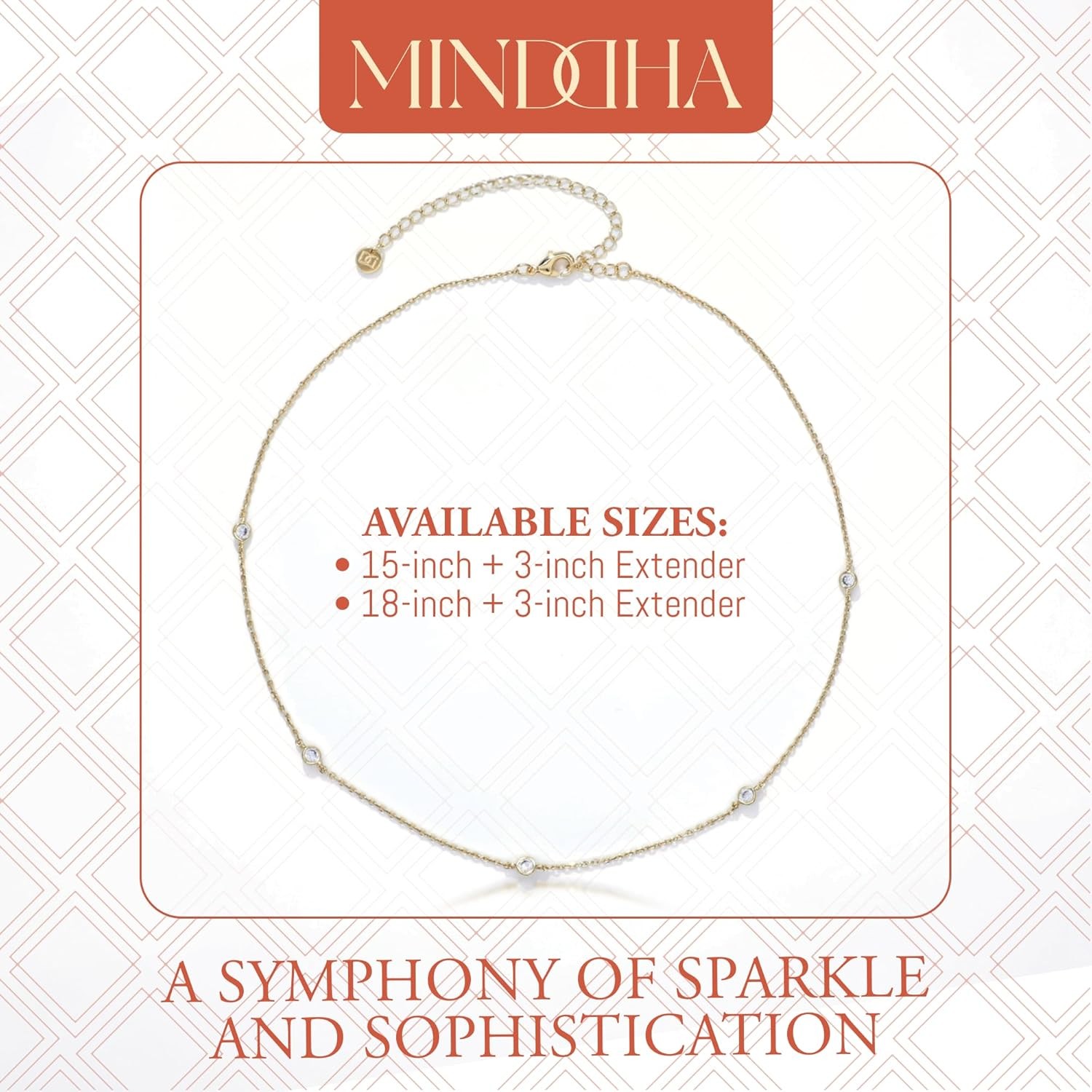 14K White/Yellow Gold Plated Station Necklace | Simulated Diamond BTY Da