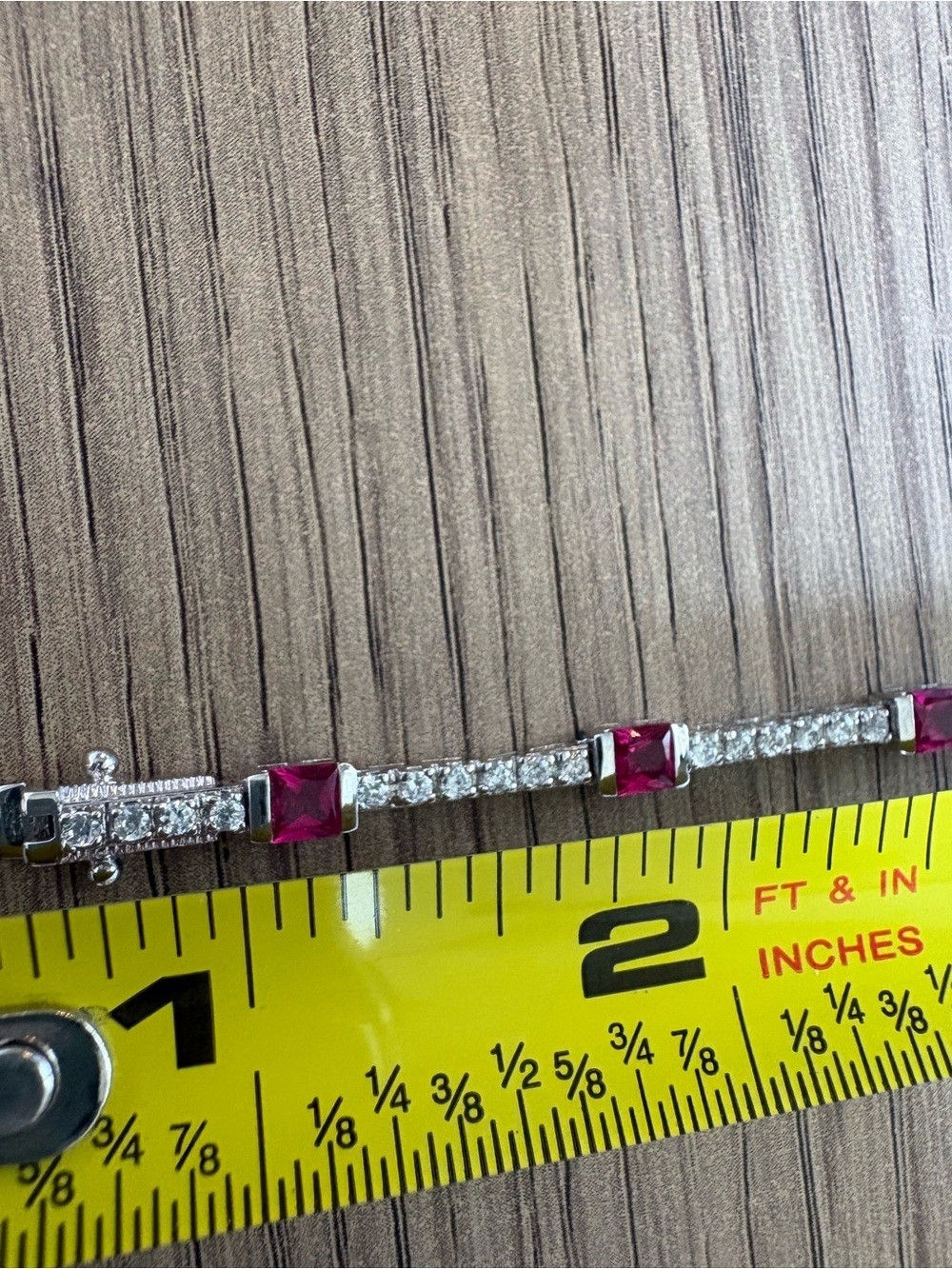 Sterling Silver Thailand Tennis Bracelet with Pink Gem Accents
