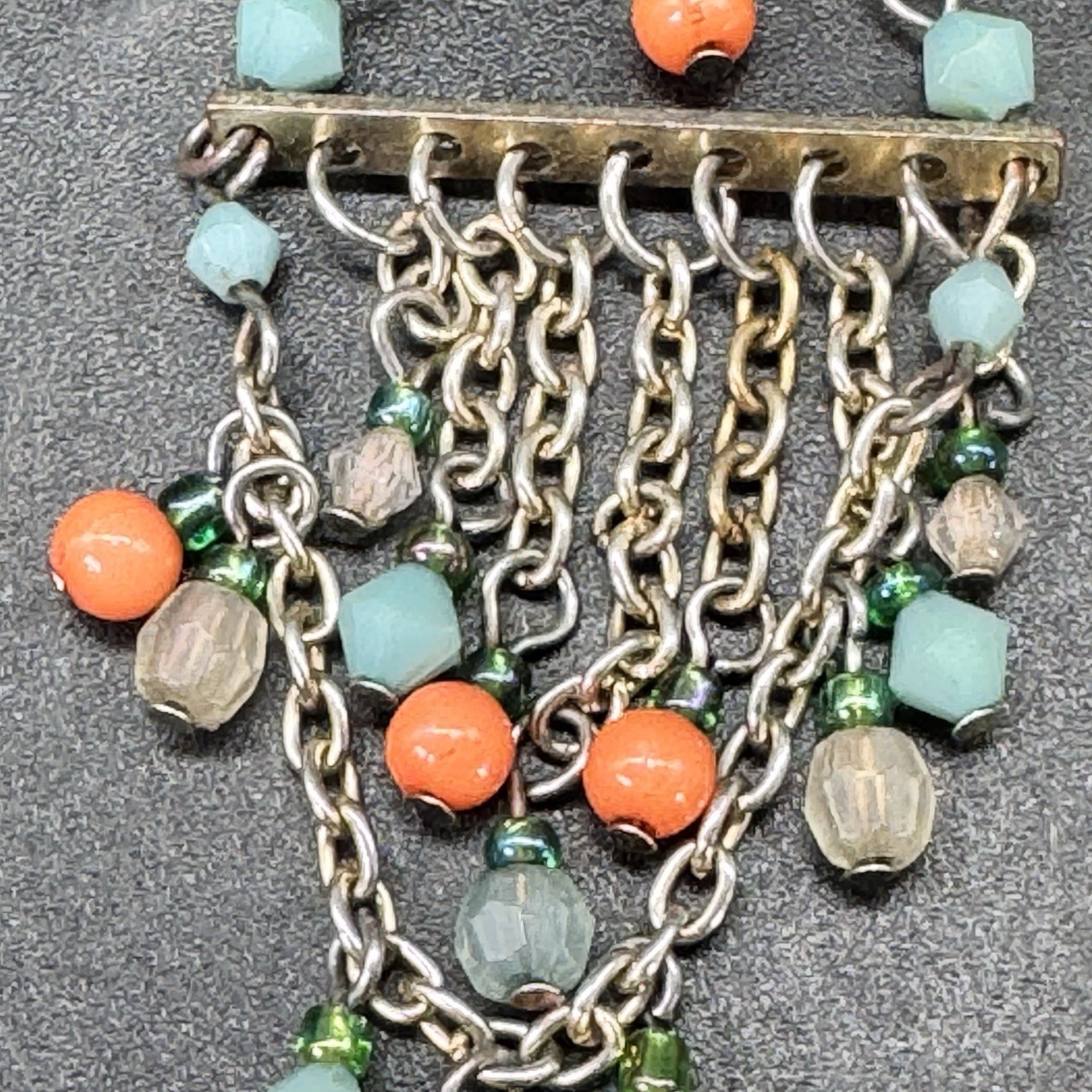 Boho Chandelier Hook Earrings Ornate Glassy Beaded Cascade Costume Jewelry