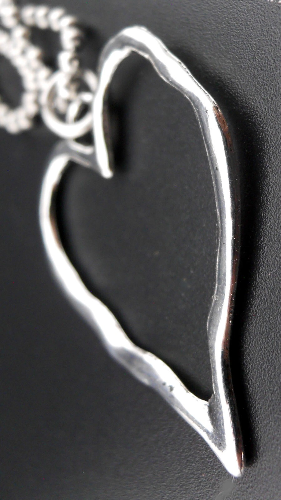 Heart Necklace Stainless Chain New Pendant Open Love Abstract Hammered Look