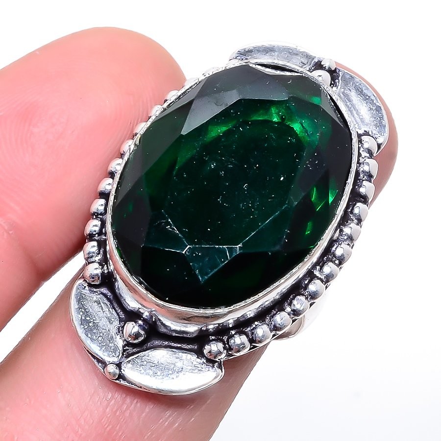Chrome Diopside Gemstone 925 Silver Plated Jewelry Ring s.7 S1910