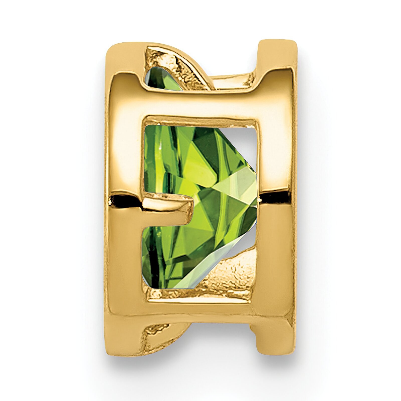 14K Gold 5mm Peridot August Bezel Pendant Jewelry 6.9mm x 6.1mm