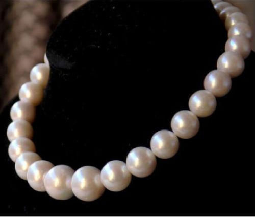12-15mm natural tahitian south sea white pearl necklace 18″ 14k