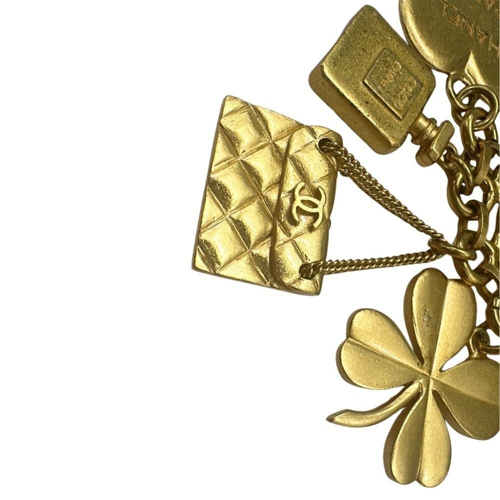 CHANEL Icon charm Key Ring COCO Mark Plated Gold Clover Heart Heel Bag Perfume