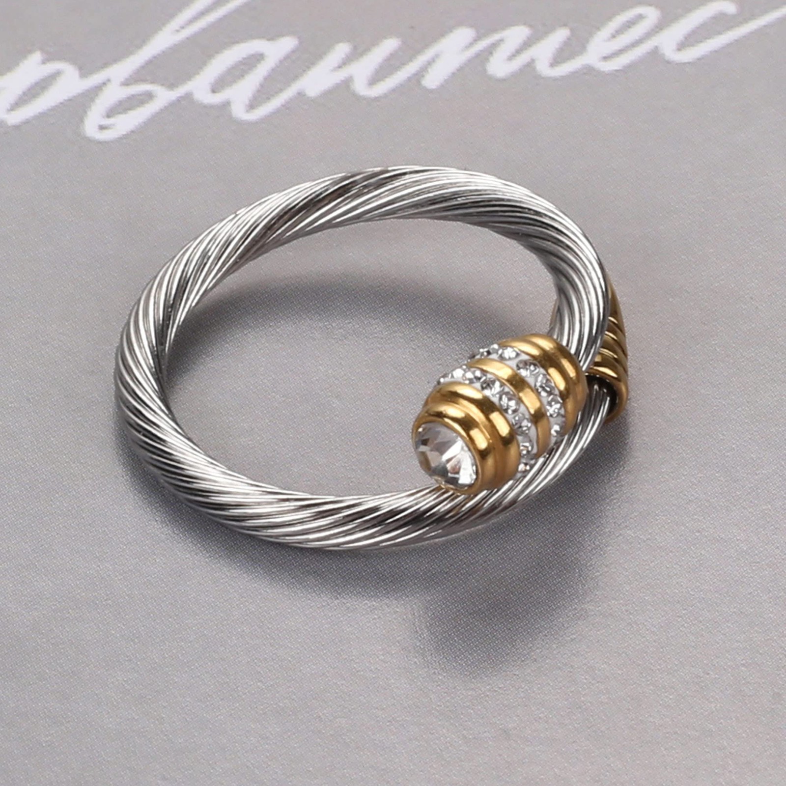 Ring for Cable Nail Rings Open Stackable Adjustable Cubic Zirconia Vintage De…