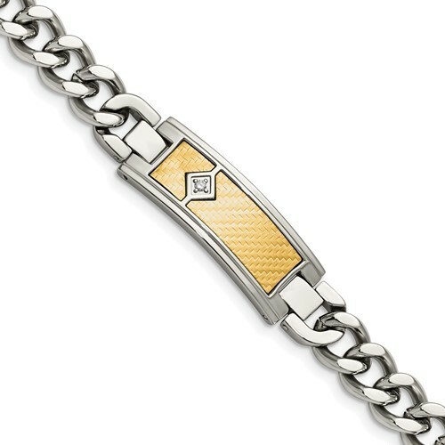 *BRAND NEW* Chisel Stainless Steel with 18k Gold & Diamond Bracelet SRB2040-9.5