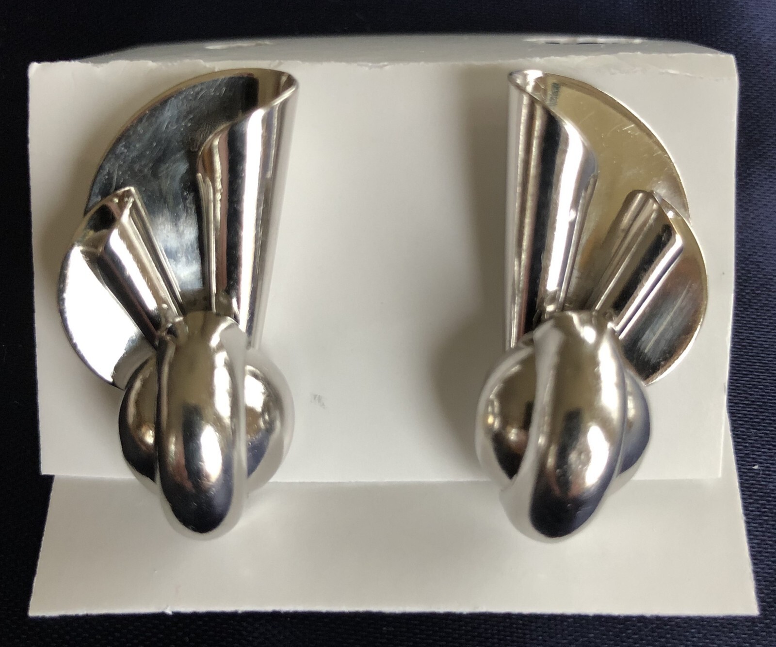 Vintage Silver Tone, Art Deco, Art Nouveau, Ball & Cone, Metal, Earrings
