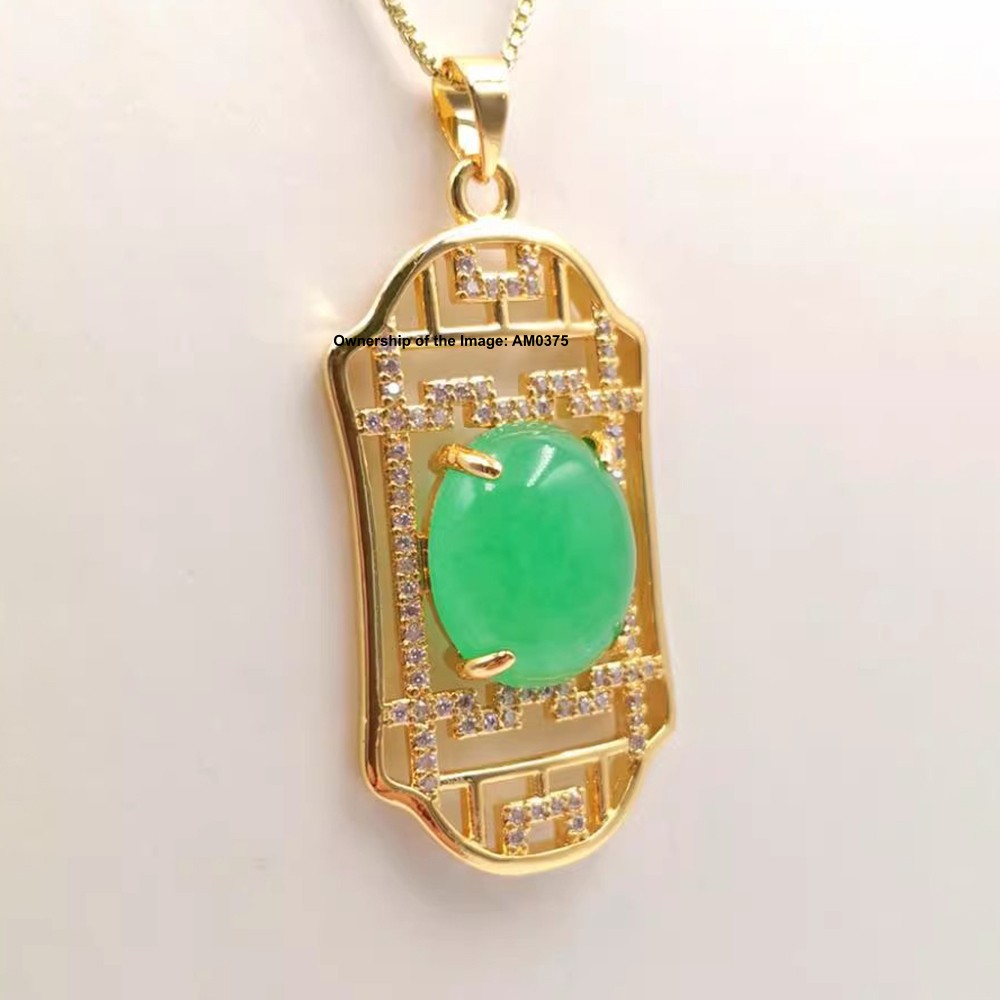 NEW Yellow Alloy Heating Jade Pendant Oriental Cultural Style Pendant 42mm H