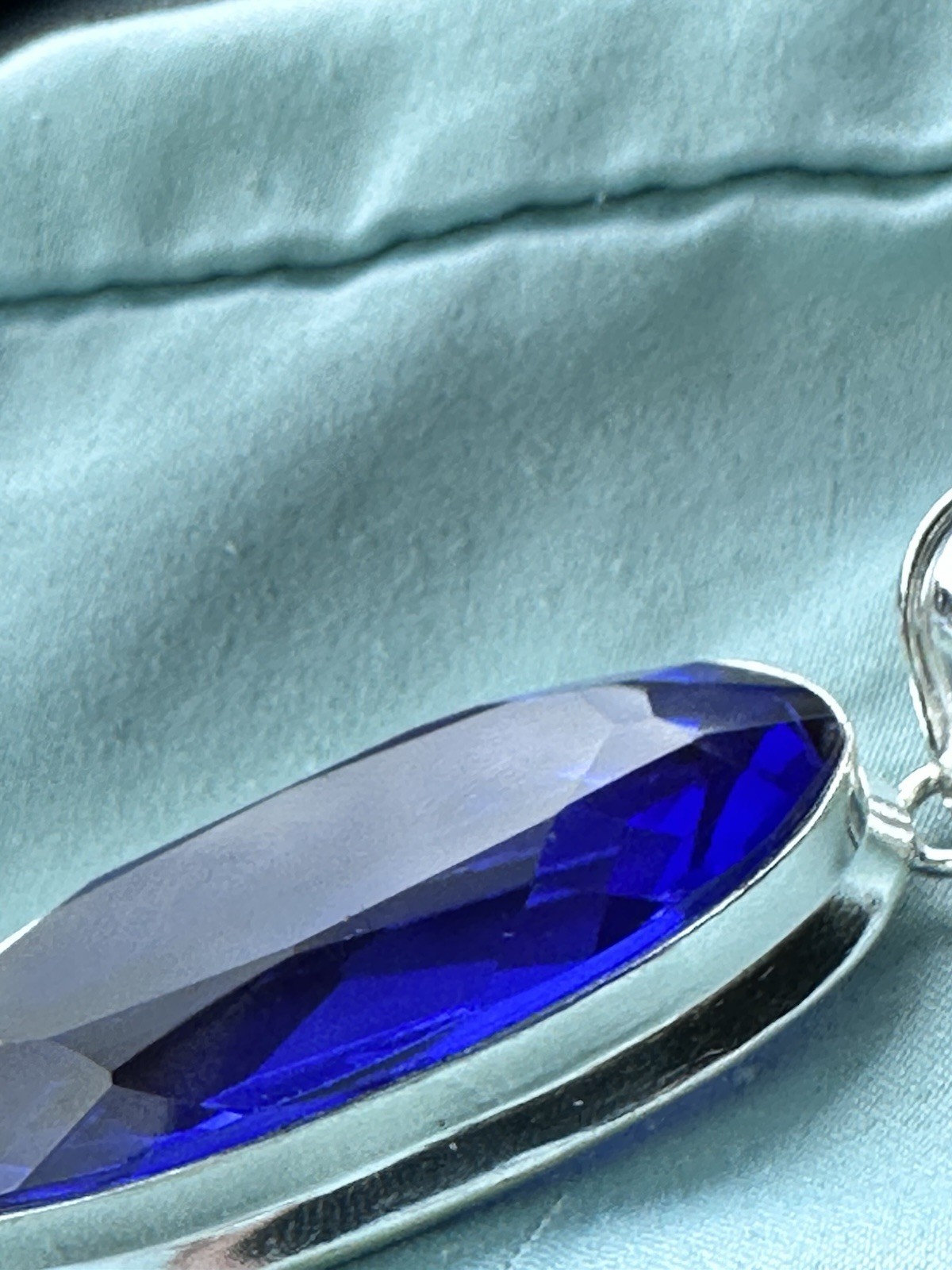 Brilliant Blue Lab Created Tanzanite Pendant High Polished Bezel Gemstone