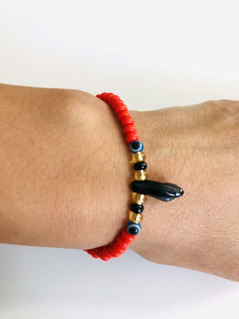 AZABACHE HAND BABY BRACELET WITH EVIL EYE FOR GOOD LUCK AND PROTECTION -B30