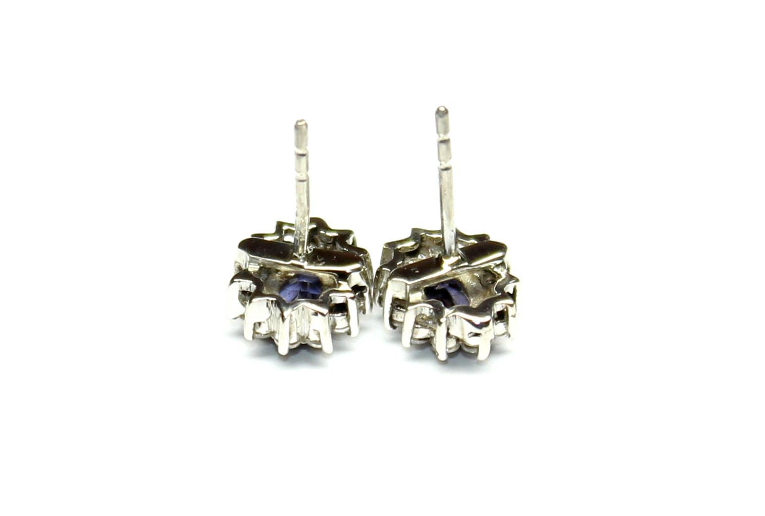 Blue Iolite Sterling Silver Studs Earrings, Natural Eye Clean Gemstone Studs