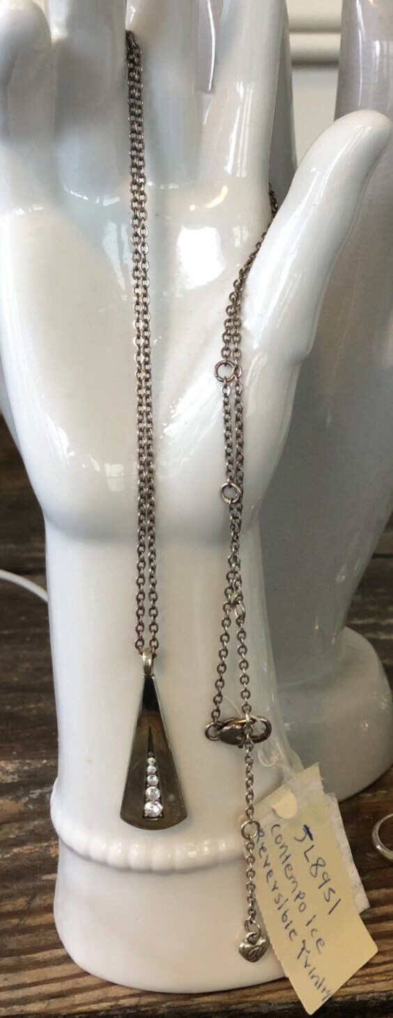 New Brighton Jewelry Contempo Ice Trinity Reversible Pendant And Neckalce