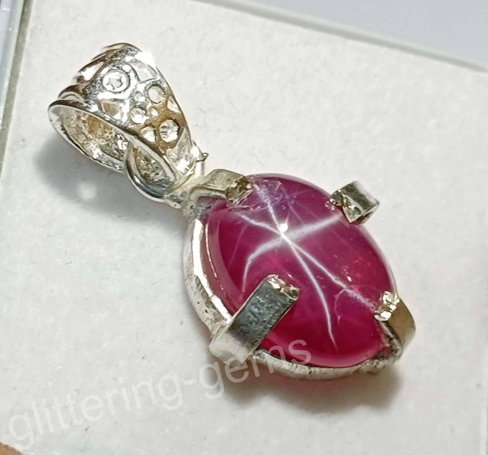 Natural 27.65 Ct Star Ruby Pendant Oval Shape 925 Solid Pendant Loose Gem 5DOS