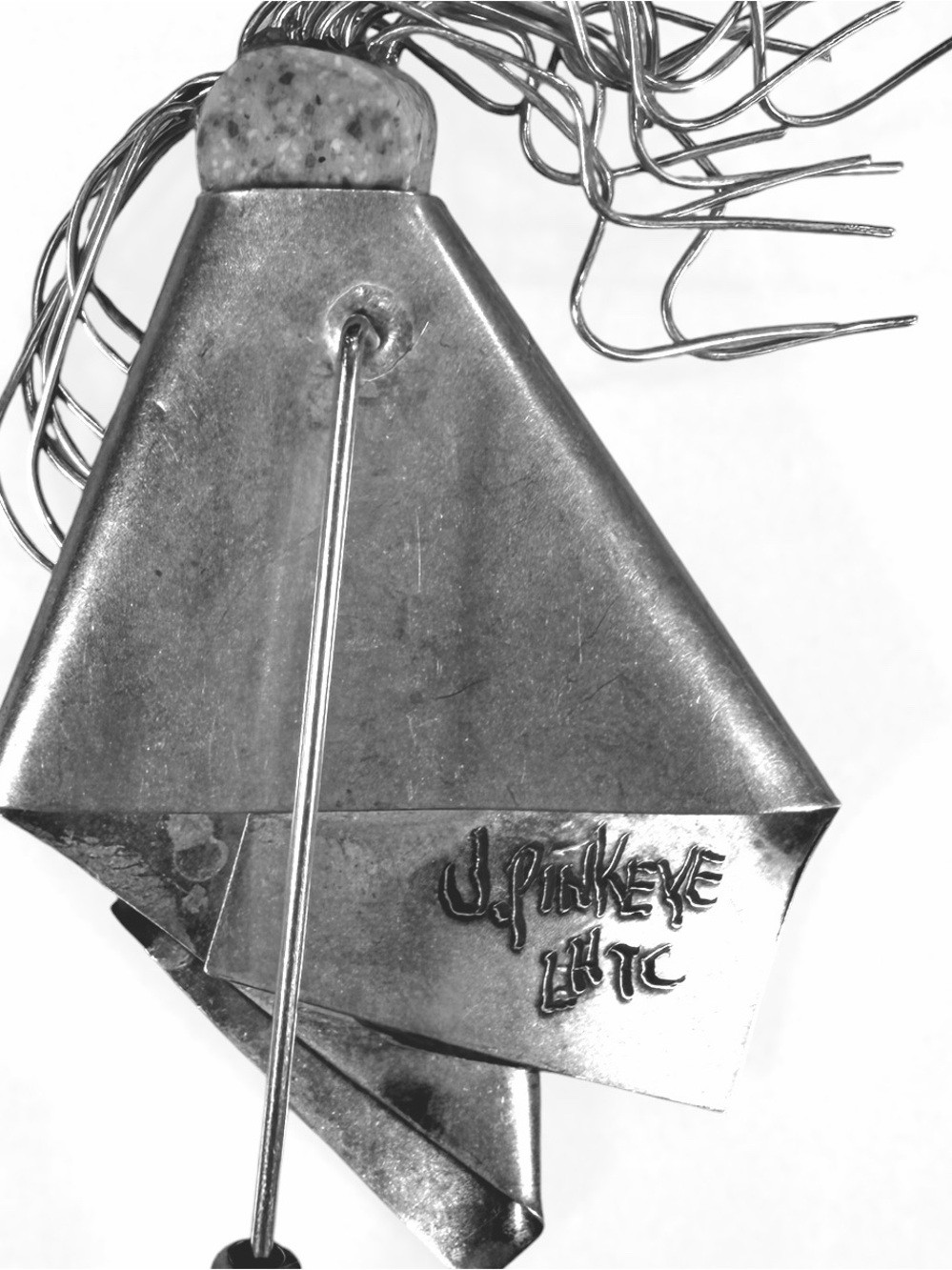 Sculptural Pin From Cherokee Artist/Storyteller J Pinkeye. Sterling Silver Stone