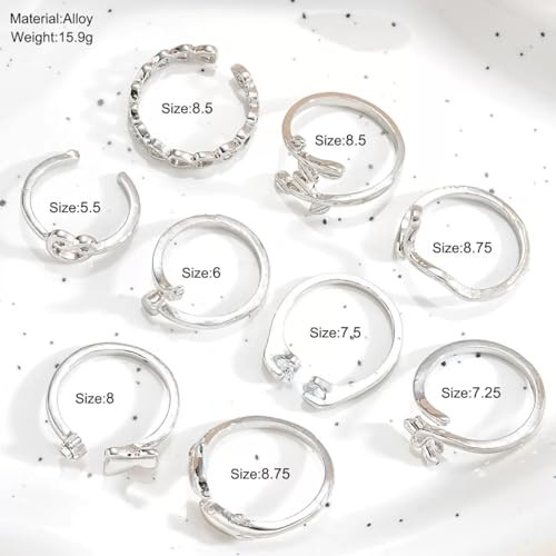 Adjustable Toe Rings for Women Silver Open African Toe Rings Style-A (9Pcs)