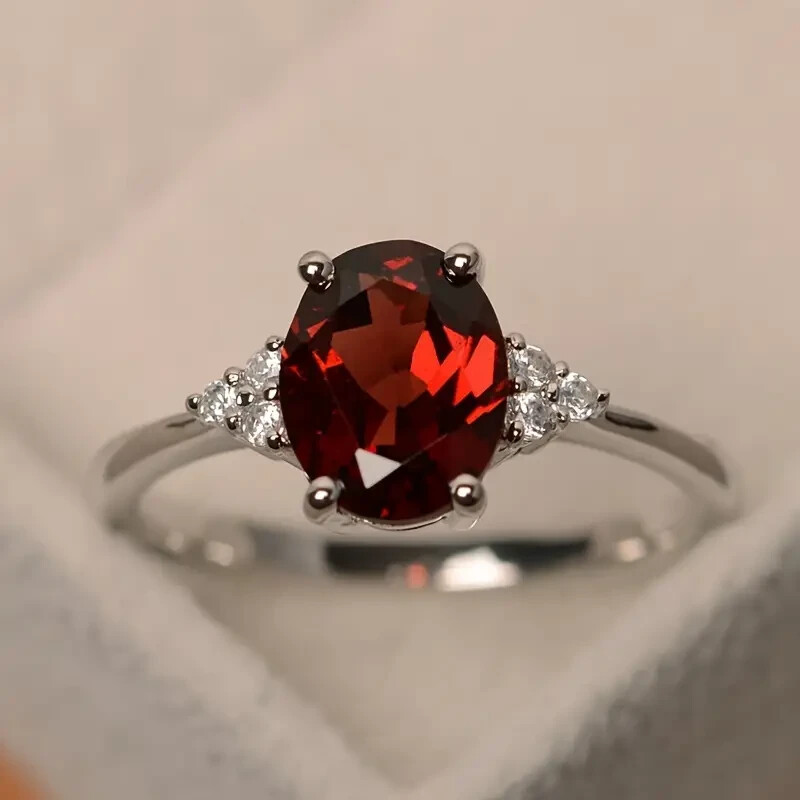 1pc Gorgeous Dark Red Cubic Zirconia Ring Symbol Eternity Love, Promise Ring