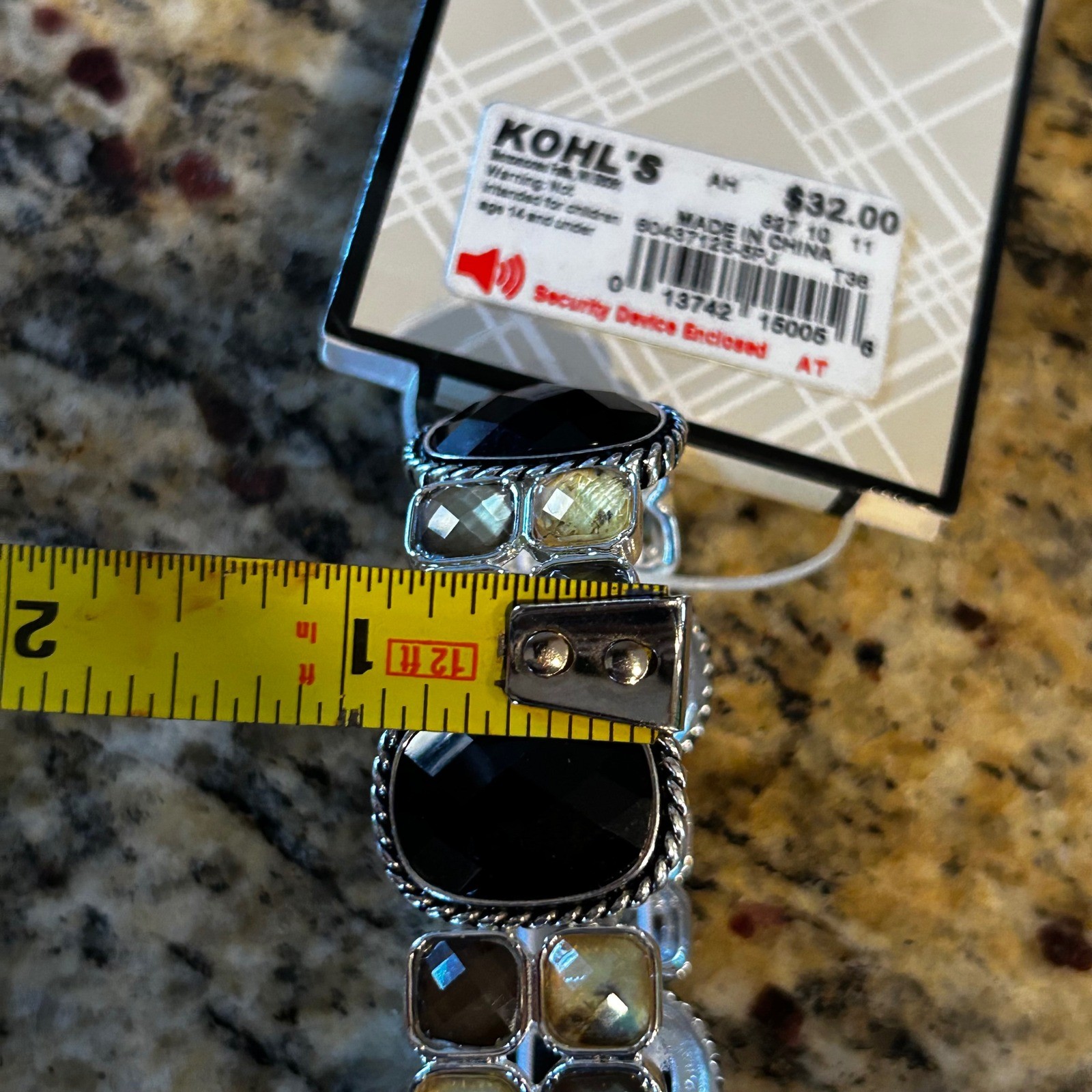 Dana Buchman Silver Tone Black Amber Faceted Stone Stretch Bracelet 60437125-5PJ
