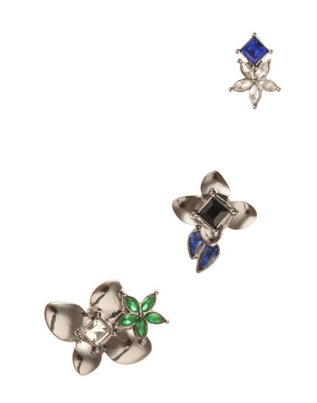NEW Wicked X 8 Other Reasons Earring Set Gunmetal Poppy 3 Pairs Floral Onyx