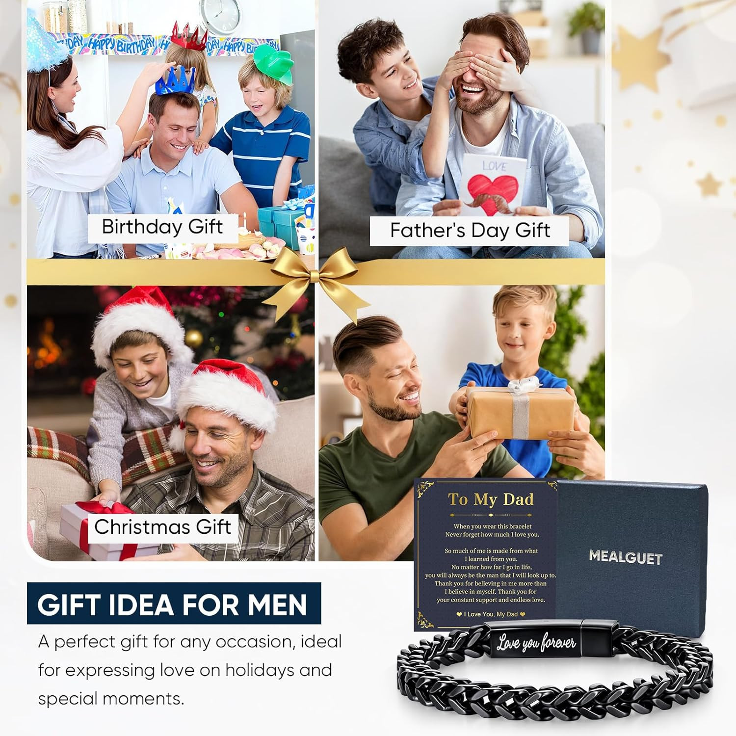 Black Chain Bracelets for Men : Stainless Steel Franco Chains Love You Forever E