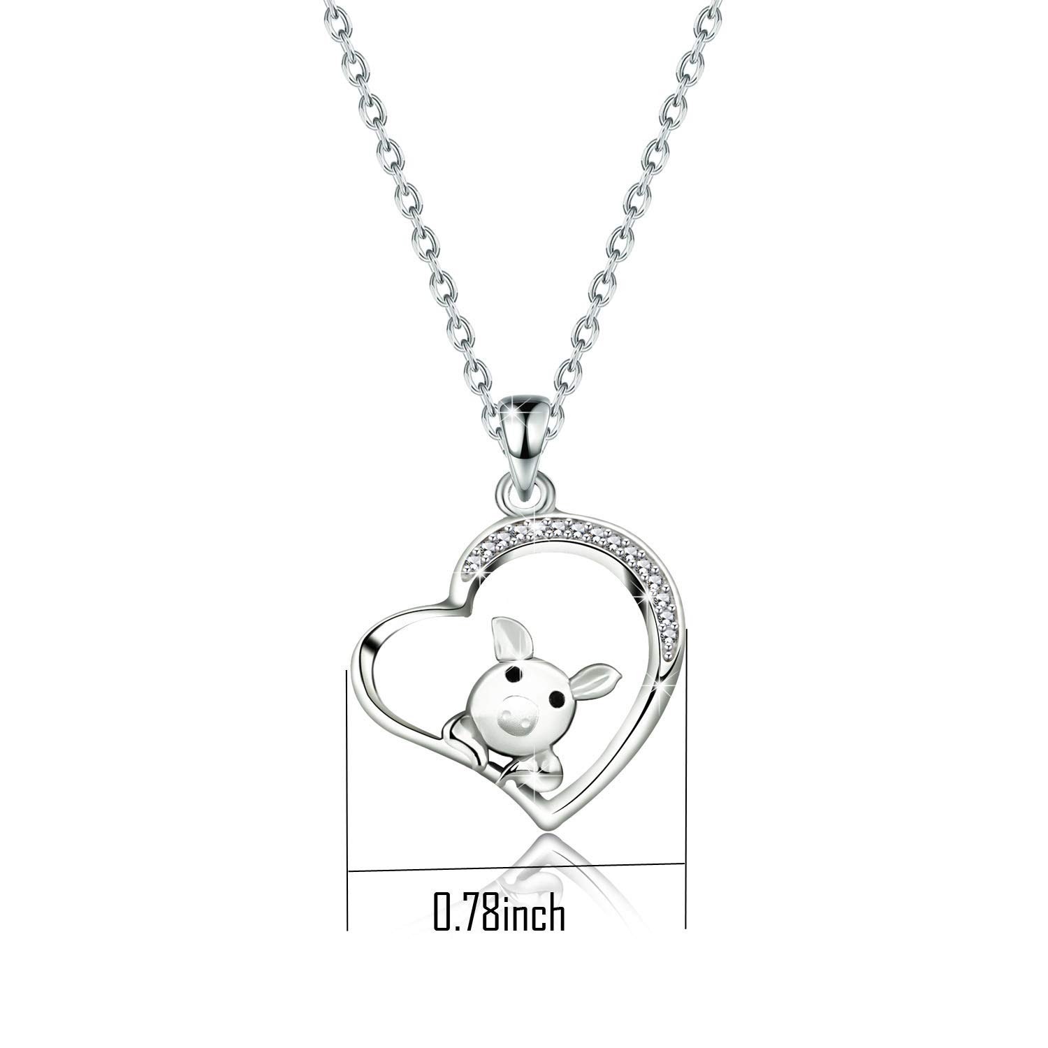 Pig Heart Pendant Necklace – Cute Friend Not Food Jewelry for Pig Lovers