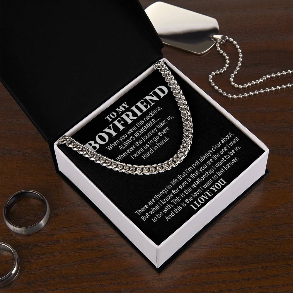 Boyfriend Cuban Chain Necklace, Promise Necklace For Boyfriend, Boyfriend Gift