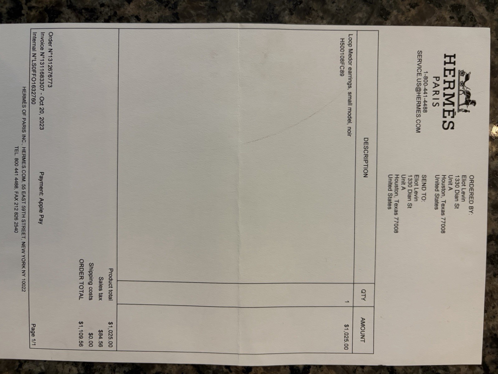 Hermes Medor Earrings Black and Gold – Brand New In Box – With Receipt!