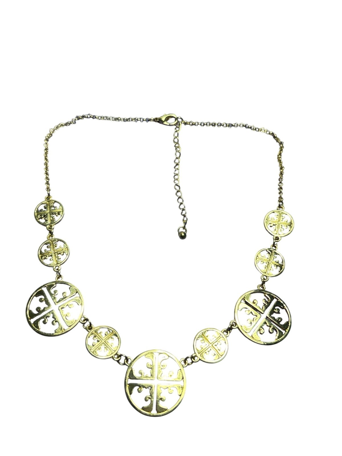 Goldtone Circle Necklace Lobster Clasp 16-19 inches Long
