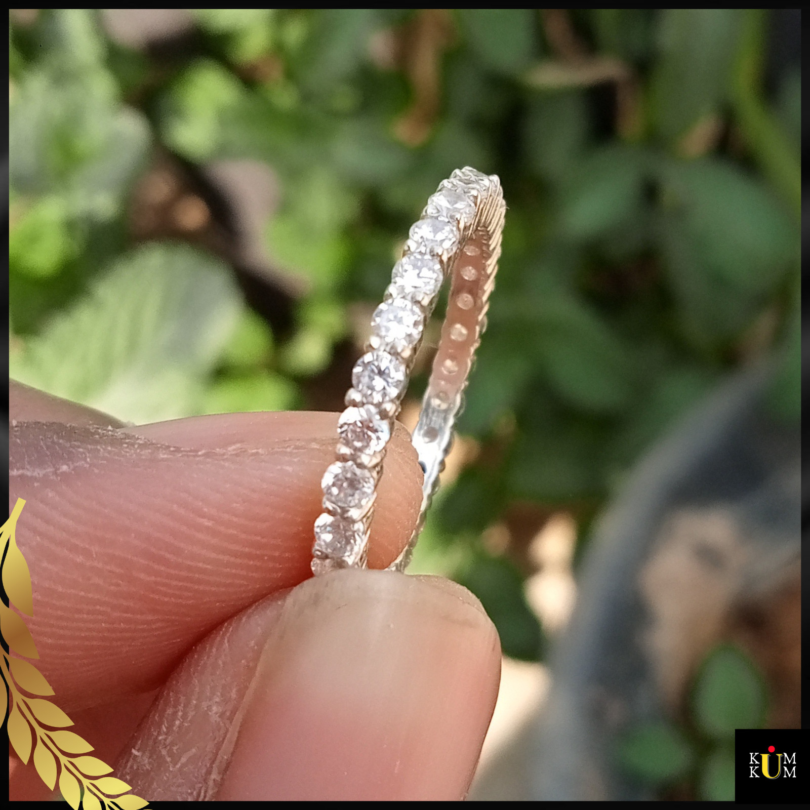 Round Cut Moissanite Eternity Band, 14K White Gold 0.93 Carat Moissanite Ring