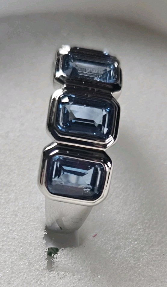 BP RING SIZE 8 RG75212 “Drama Queen Cut” LC Blue Zircon Spinel On Rhodium