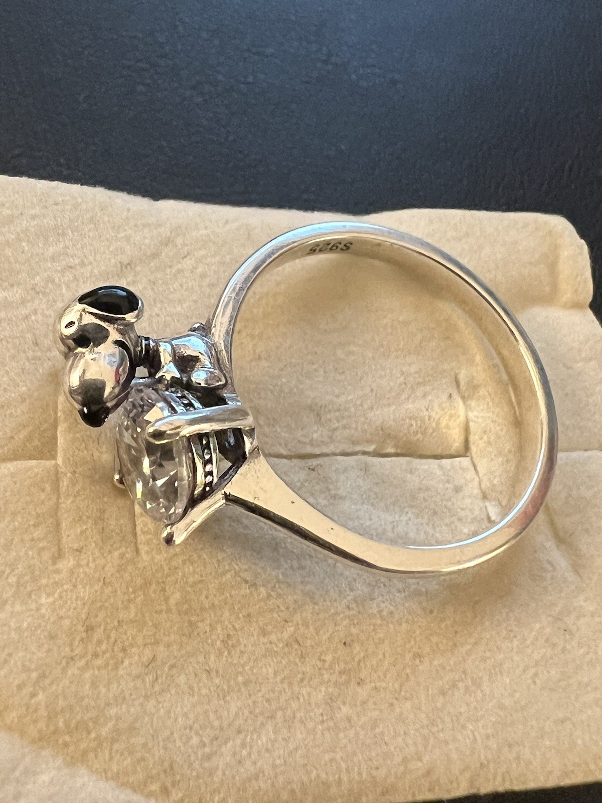 Peanuts 925 Sterling Silver Zircon Peanuts Hugs Snoopy Ring Size 7 Pet Lover