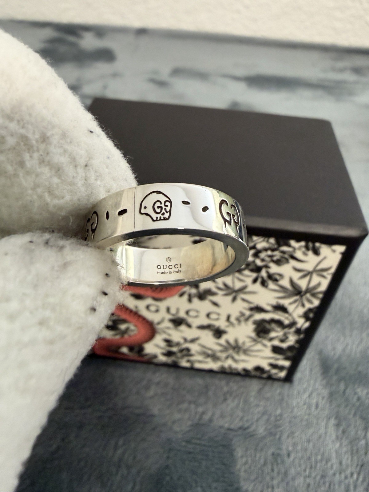 Brand New Gucci Ghost Sterling Silver 925 Ring Size 9 (US 5)