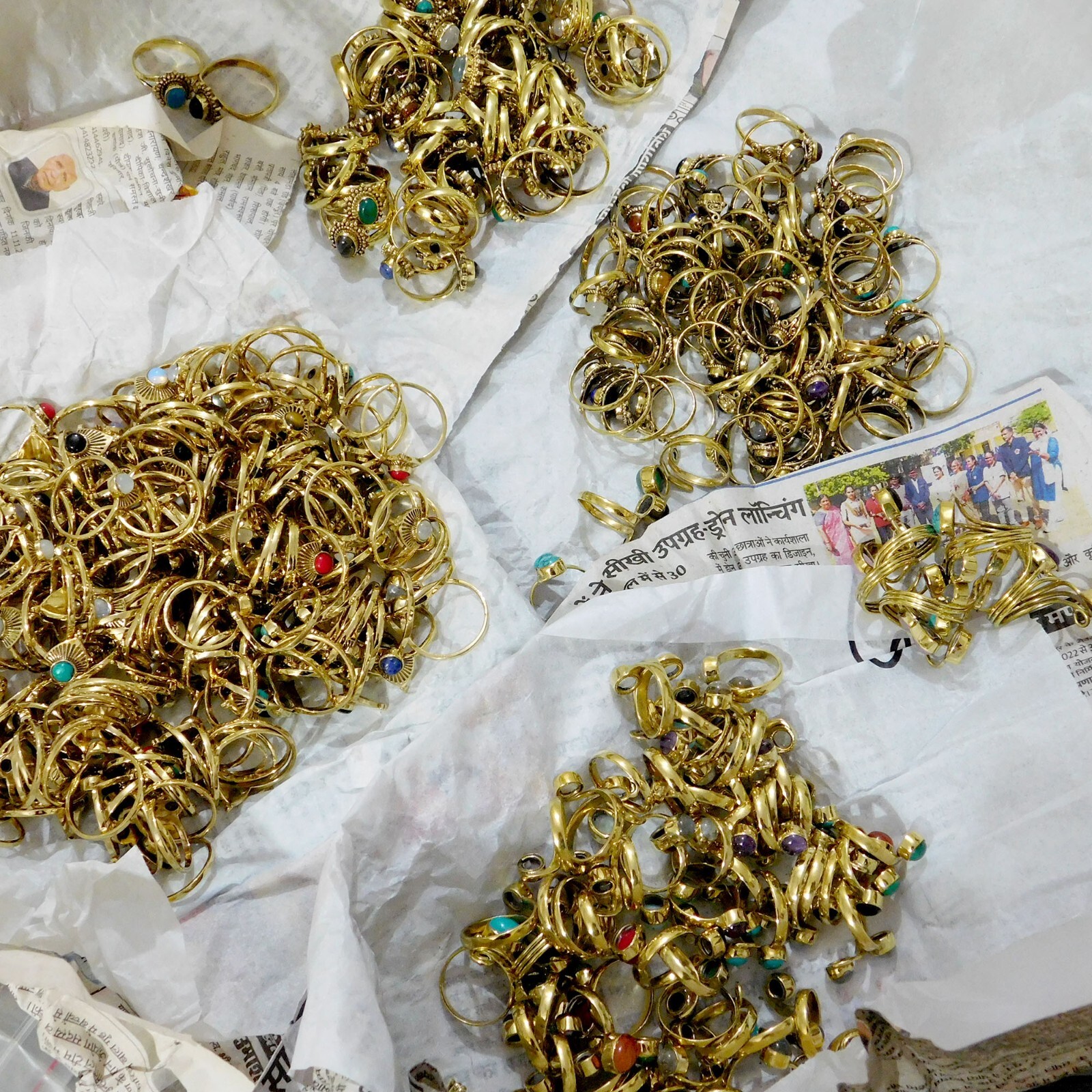 BULK SALE !! Mix Gemstone Ring Wholesale LOT Brass Tiny fashion Rings