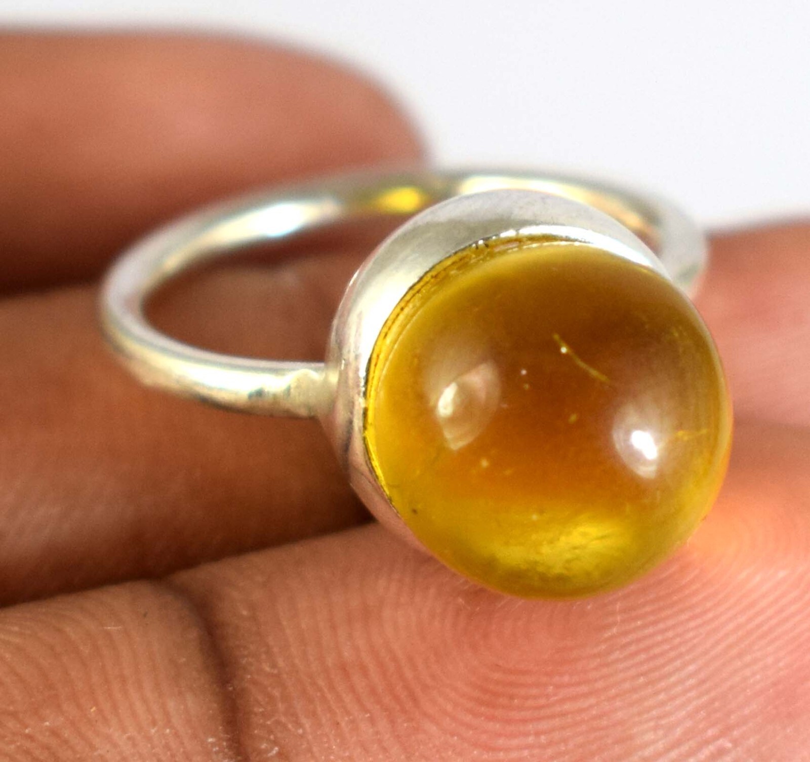Brazilian 21.25 Ct Yellow Topaz Gemstone Round Ball Ring Premium Collection