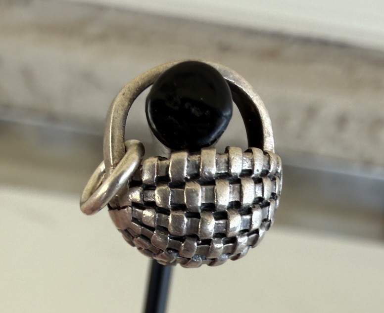 STERLING SILVER BASKET CHARM~Use on Bracelet/Necklace 3 grams