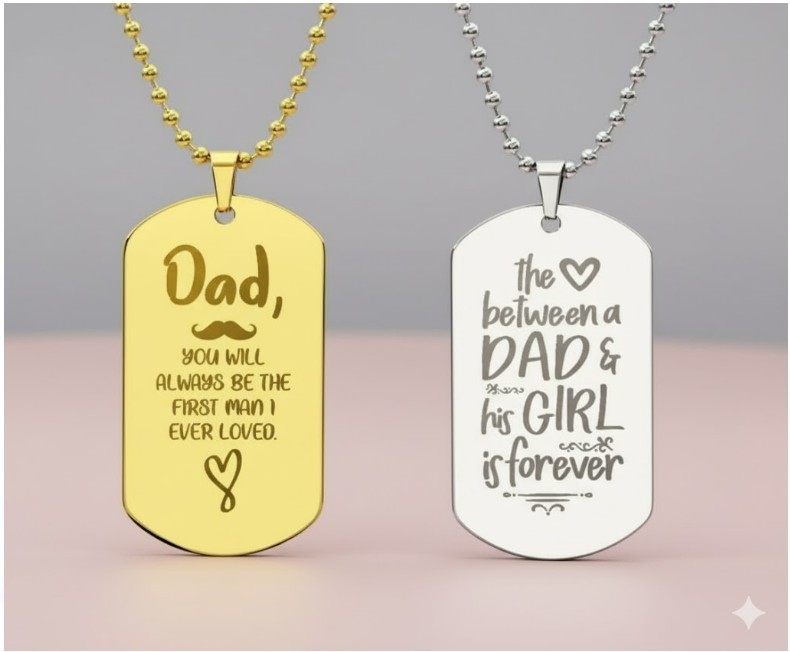 Personalised Engraved Men’s Necklace Army Dog Tag Any Text Birthday Anniversary