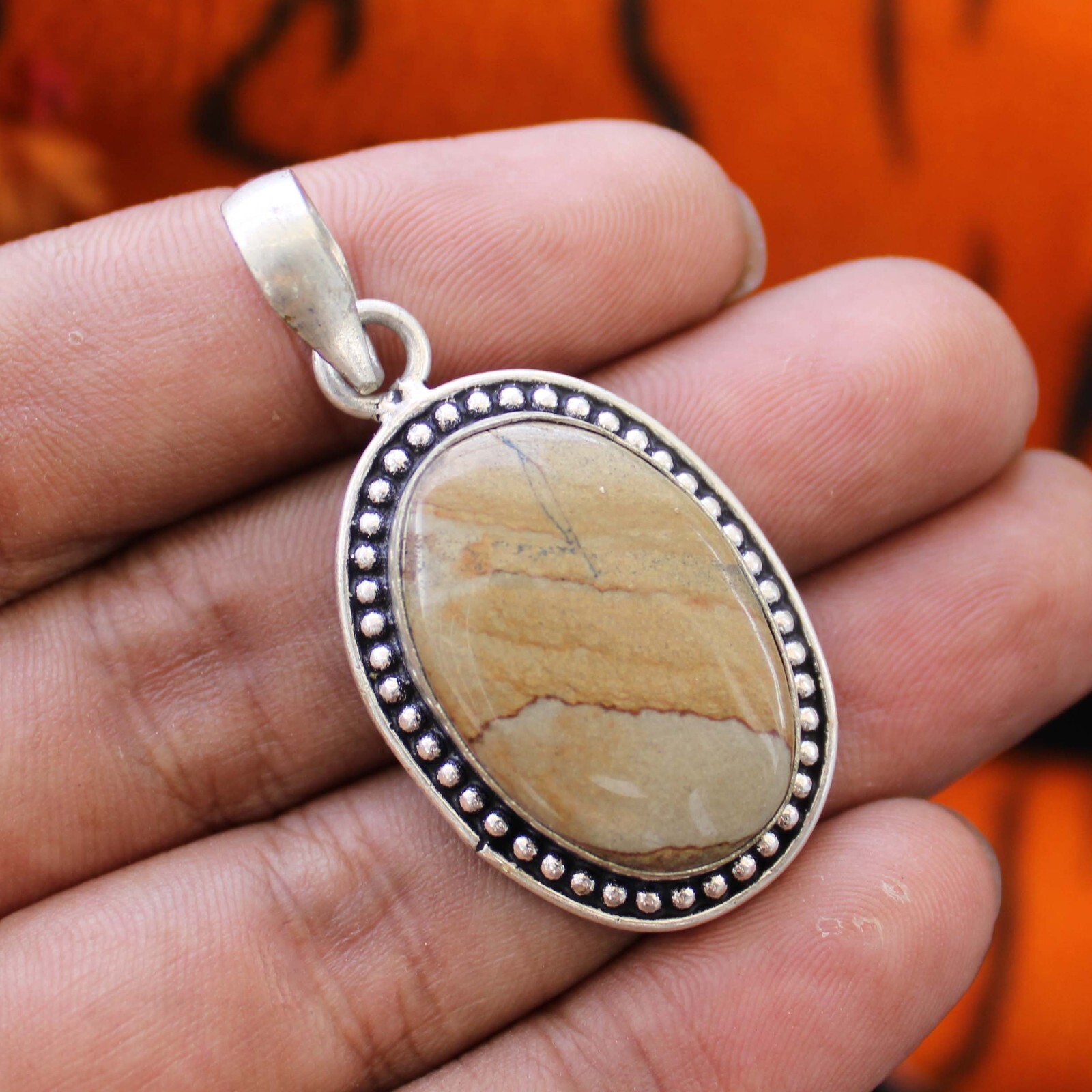 Jasper Handmade Pendant 925 Silver Plated Pendant Jewelry Gifts For Husband