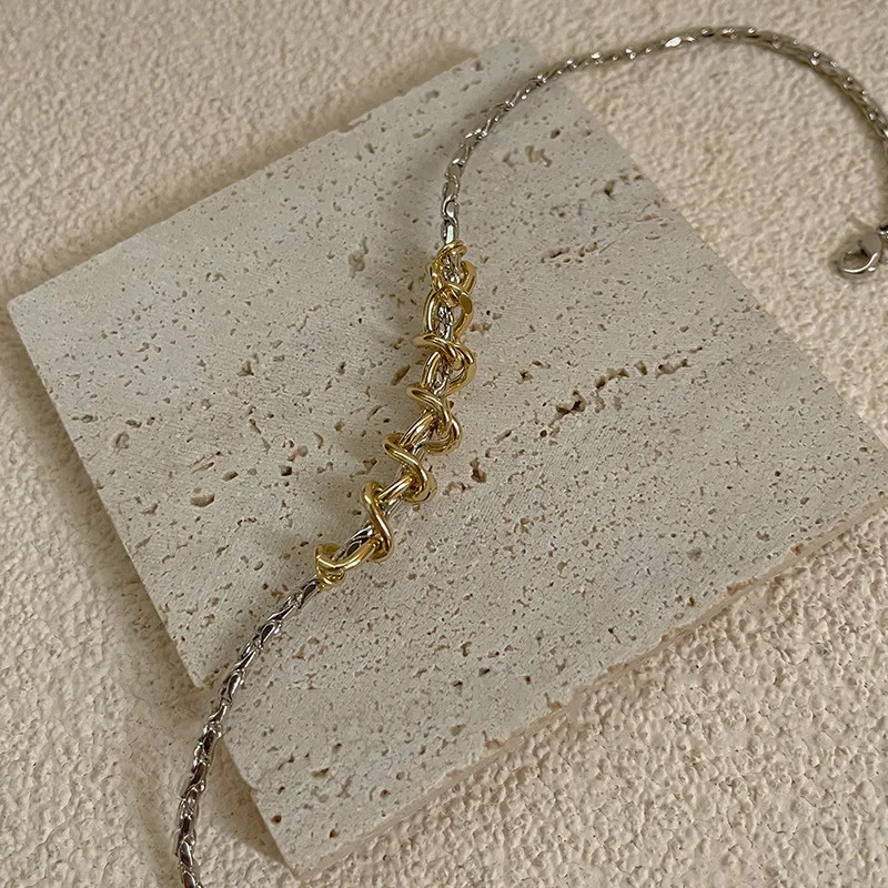 Silver Gold Tone Interwoven Necklace Punk Fashion Statement Jewelry for Wom