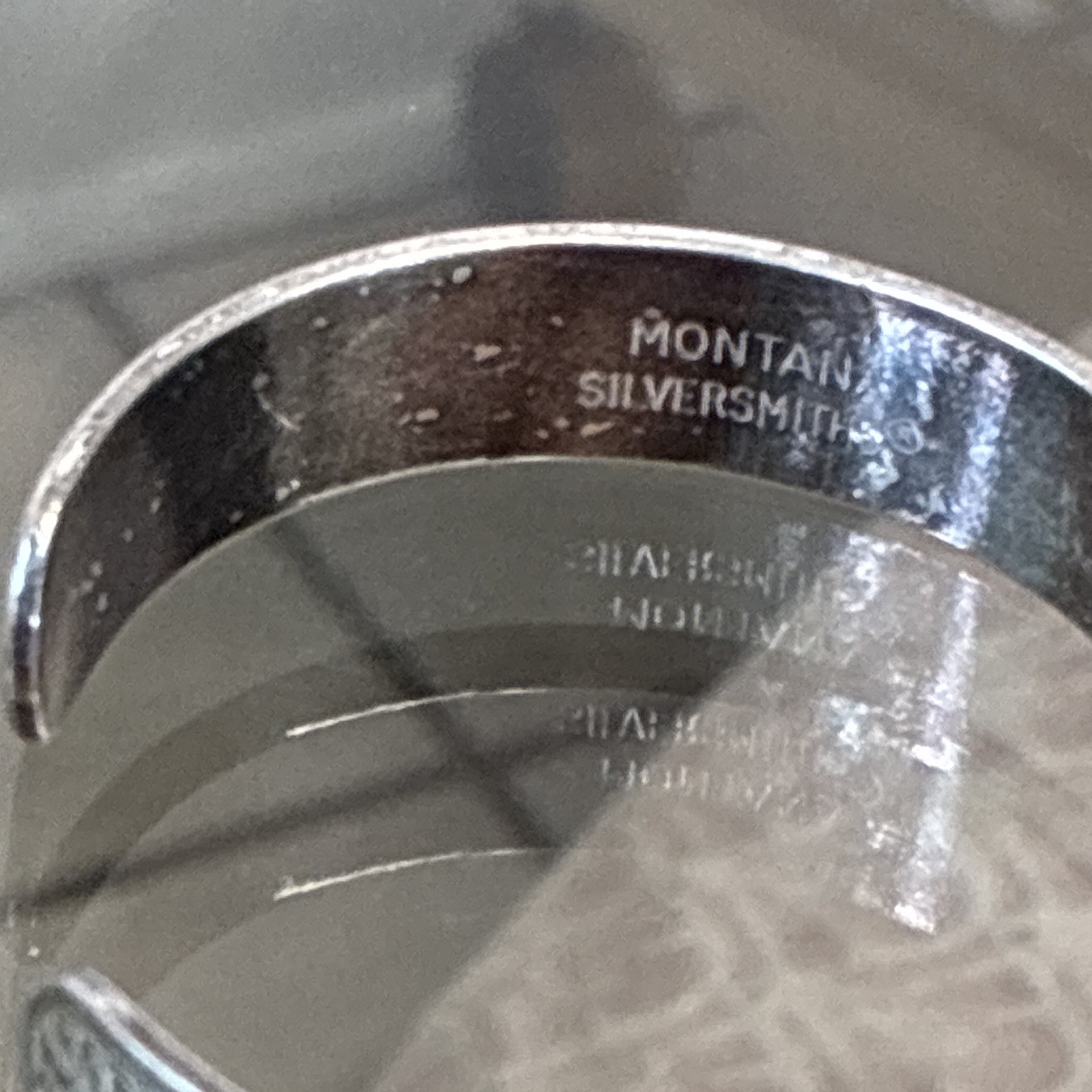 Montana Silversmiths Signed Silver Tone Black Enamel Crystal Cuff 16481