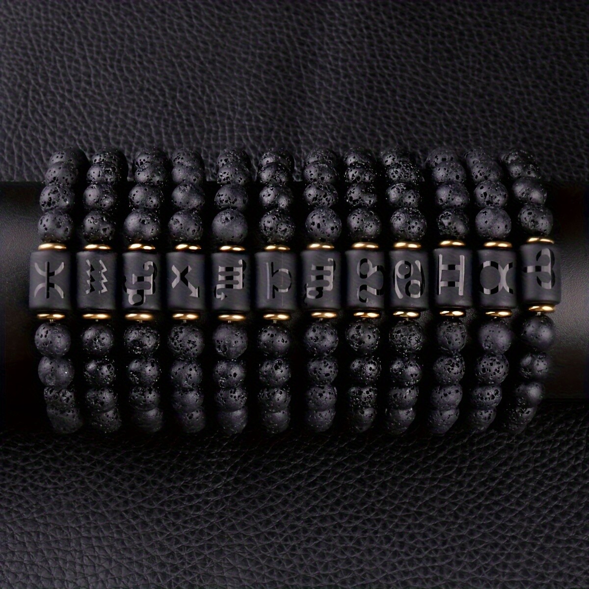 12 Constellations Men Women Fashion Jewelry Volcanic Lava Stone Zodiac Bracelets