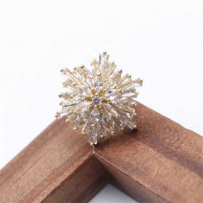 2PCS Christmas Fashion Luxury Shiny Rhinestone Snowflake Unisex Small Corsage