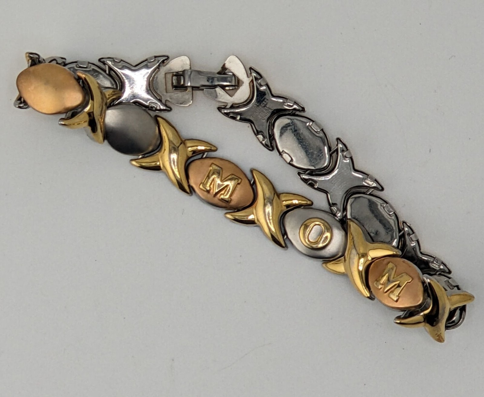 Mom-Themed Stainless Steel Bracelet Gold & Silver Snap Lock 7 Inches JJT Design