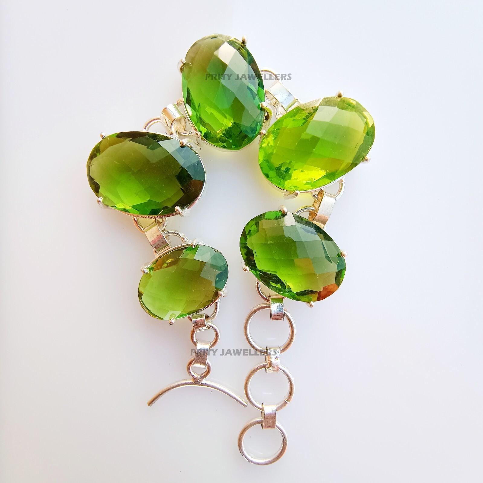 Green Topaz Bracelet, Silver Plated Handmade Bracelet, All Size Available