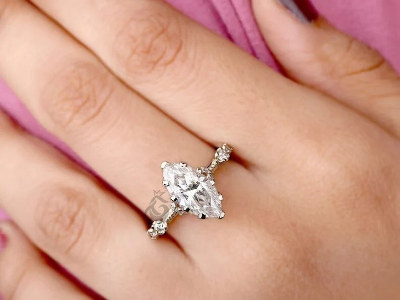 Wedding Womens Ring Sterling Silver Moissanite Gemstone Ring Handmade Ring