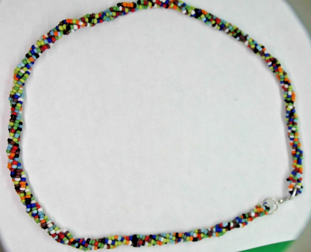 Necklace, 18″ Multicolor Beads, 4 Twisted Strands – Details Below (#13)