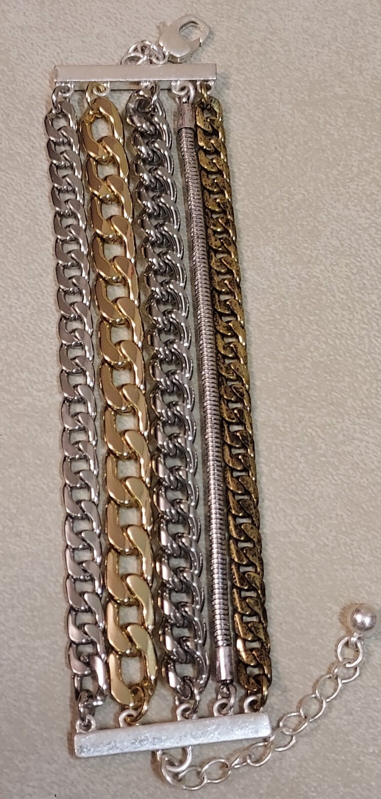 Signed Jenny Bird Multi Chain Bracelet Curb Link Snake Chain With Pouch