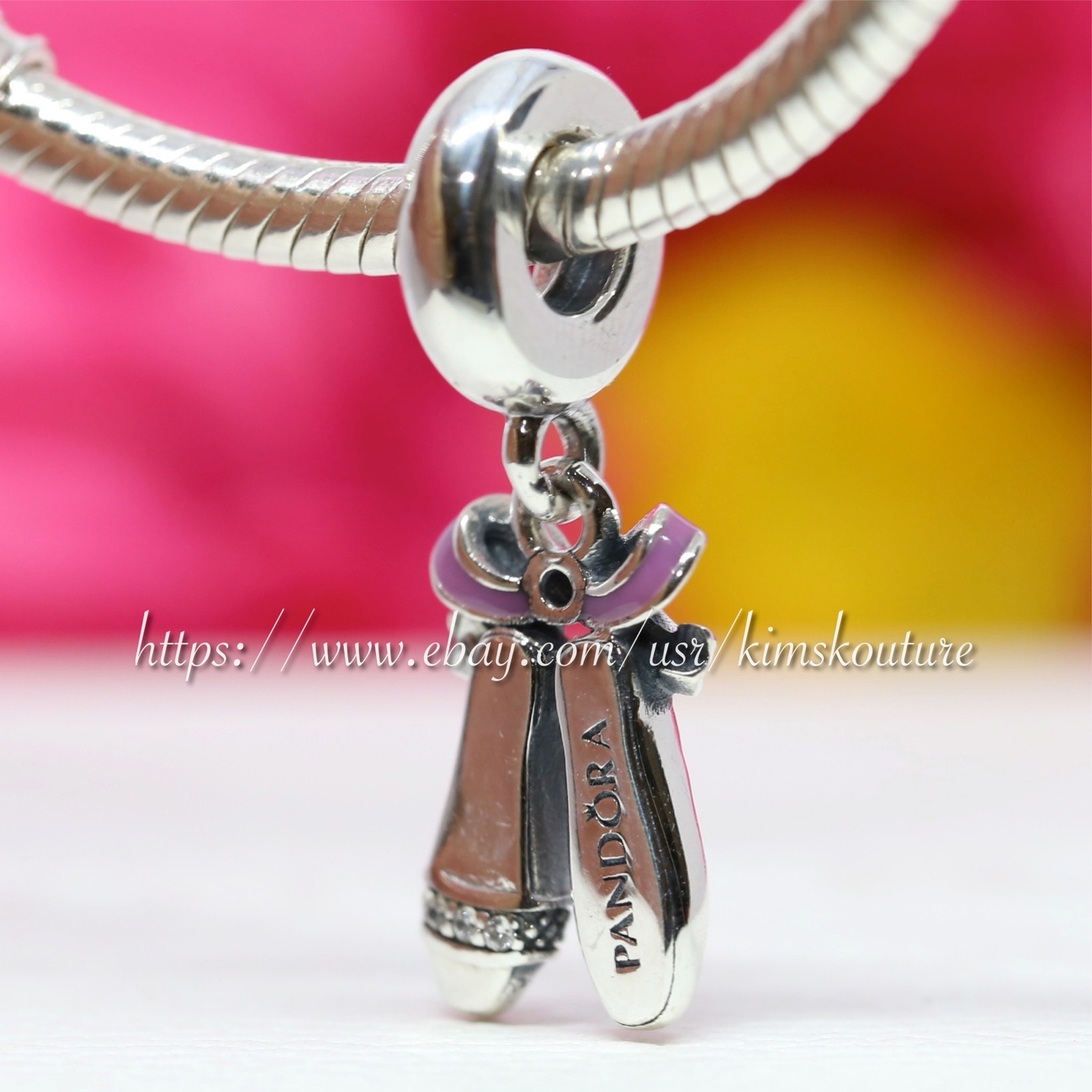 Authentic Pink Ballerina Shoes Sterling Silver Charm Bead 798339CZ