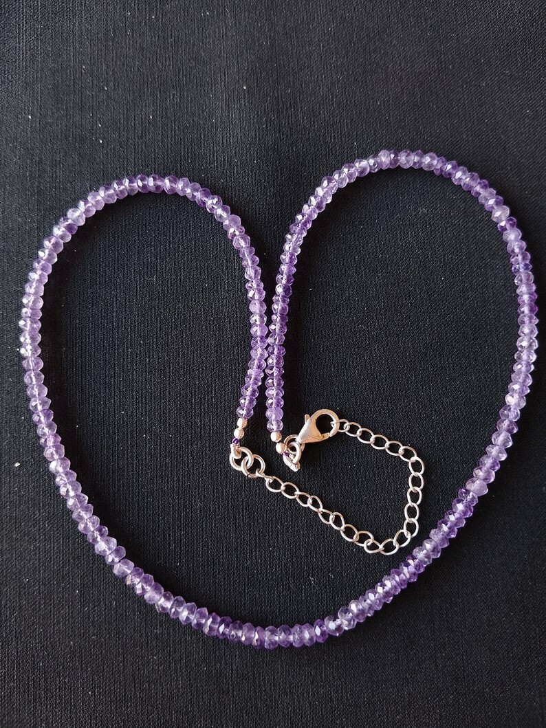 A++ Light Amethyst Faceted Rondelle Gemstone Beads Handmade Necklaces 24” Women